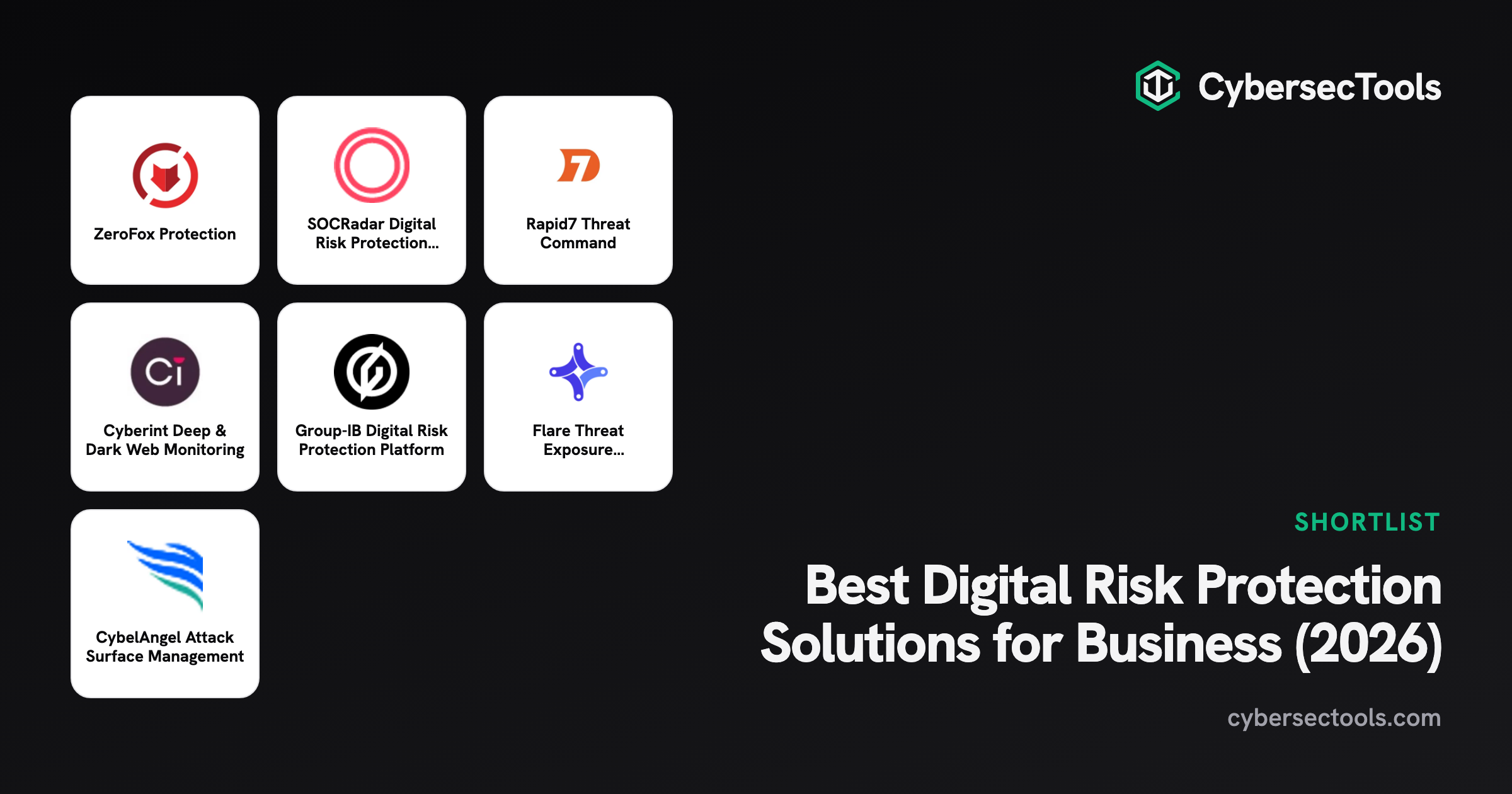 Best Digital Risk Protection Solutions for Business (2026). Logos of ZeroFox Protection, SOCRadar Digital Risk Protection ...