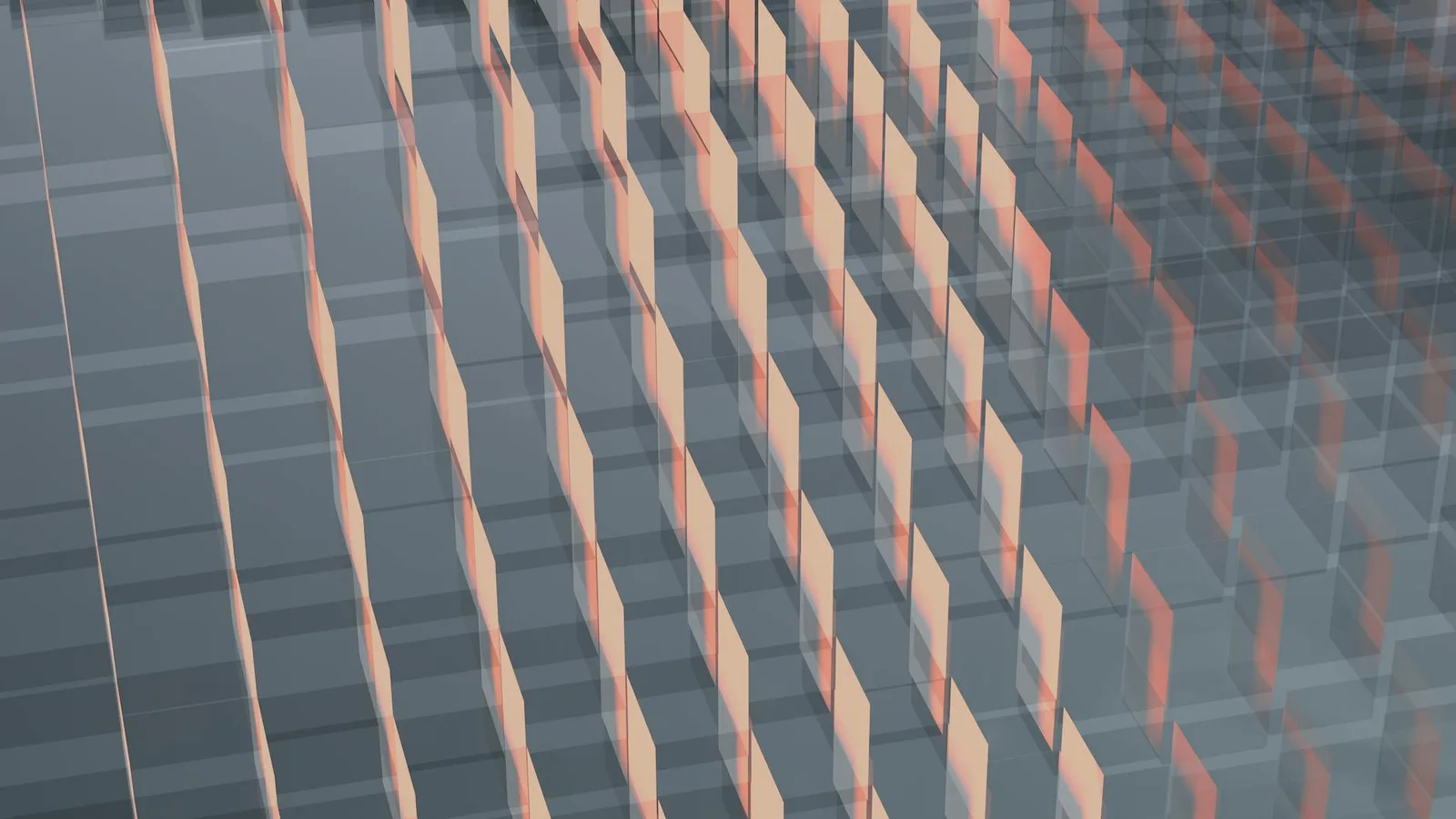 Building a Identify Program With a Team of 5 — Abstract geometric design featuring layered glass-like structures in soft gray…