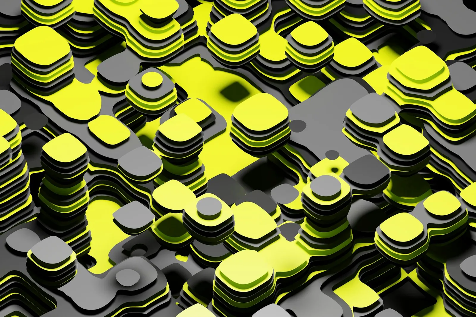 Best Cloud Security Tools in 2026 — 3D abstract geometric layers in bold yellow and black colors.