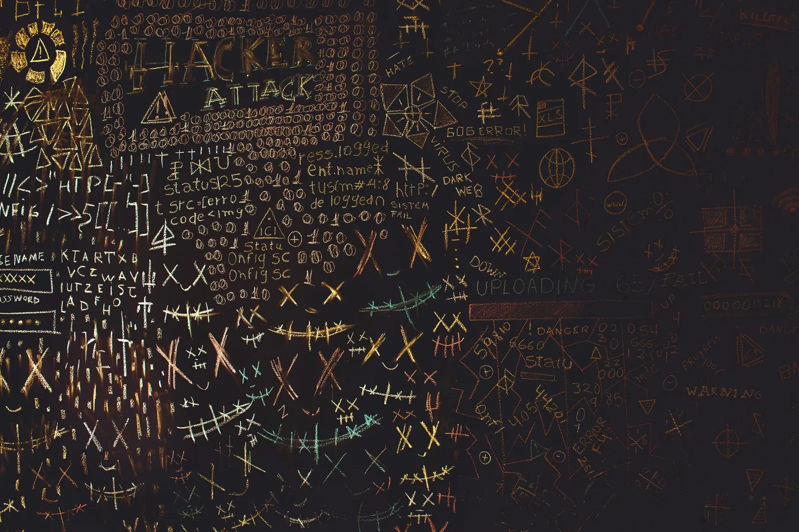 Best Interactive Application Security Testing Tools in 2026 — Complex chalkboard art featuring hacking symbols, codes, and ge…