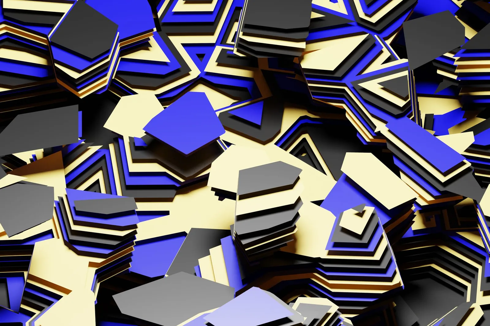 Best Key Management Tools in 2026 — Dynamic composition of stacked geometric shapes in vibrant blue, black, and cream tones.