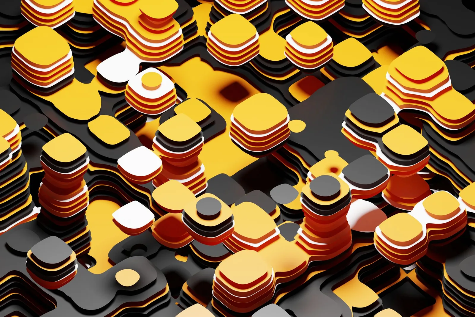 Best Mobile Data Protection Tools in 2026 — Vivid 3D abstract art showcasing layered geometric forms in yellow, black, and wh…