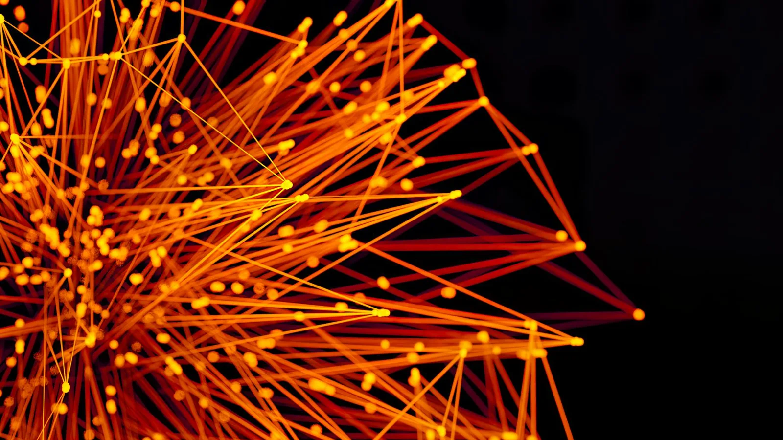 Where CISOs Actually Find New Products in 2026 — Vibrant orange lines and dots form an abstract network on a dark background,…